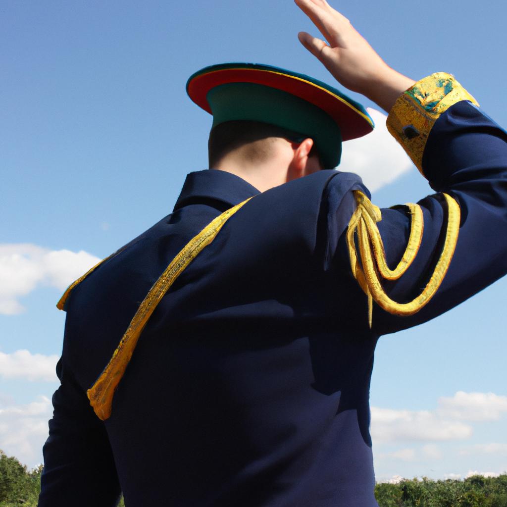 Lieutenant saluting in military uniform