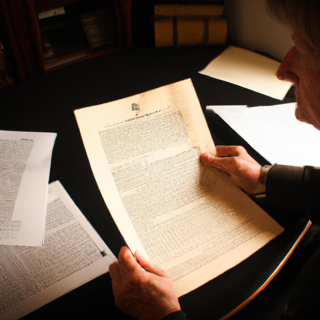 Person studying old military documents