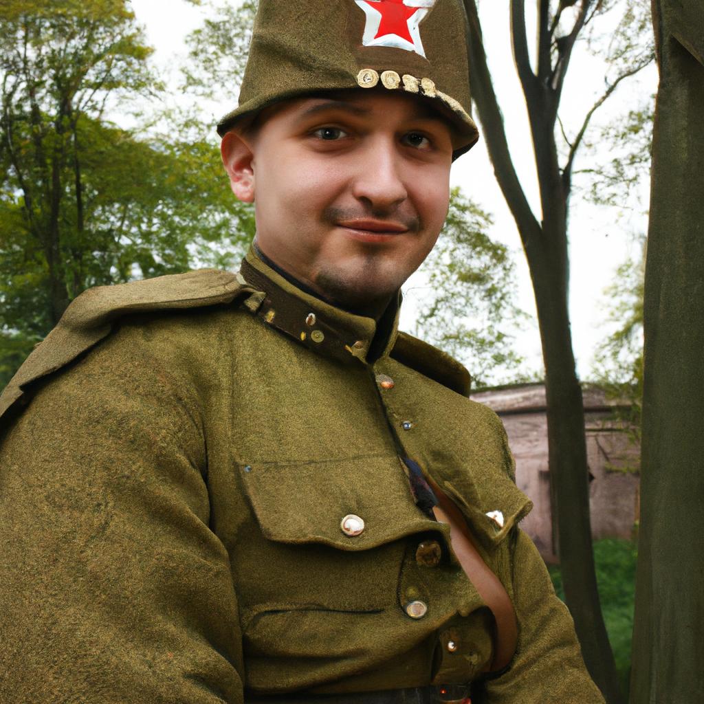 Soldier in historical military uniform