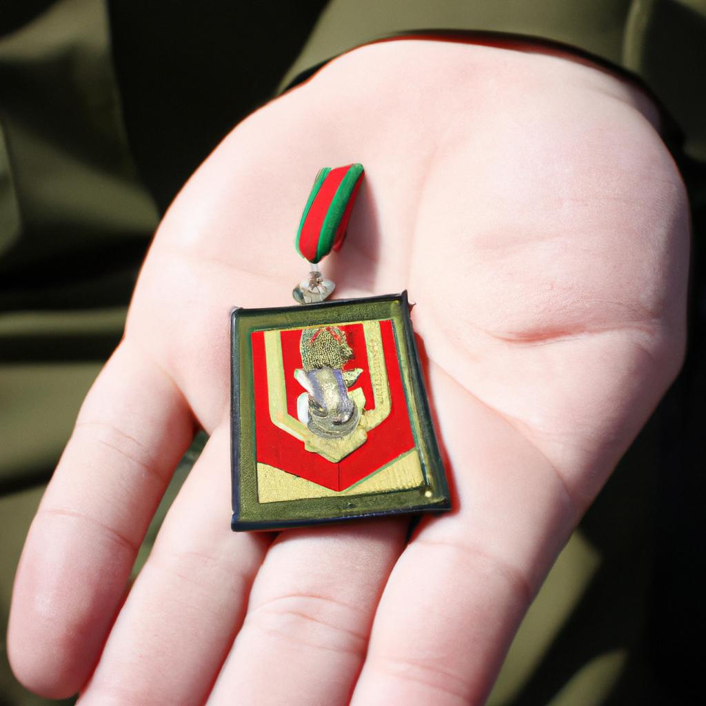 Person holding a military badge
