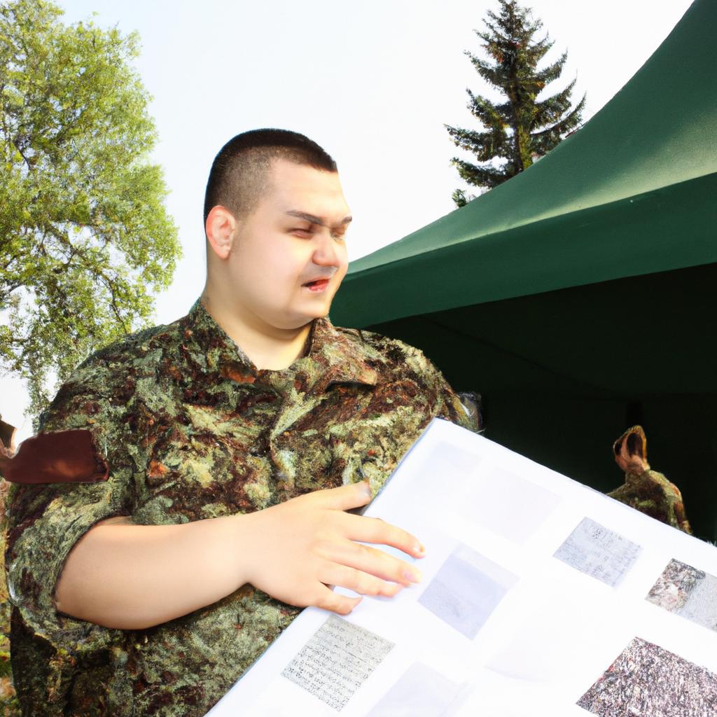 Person in military uniform explaining